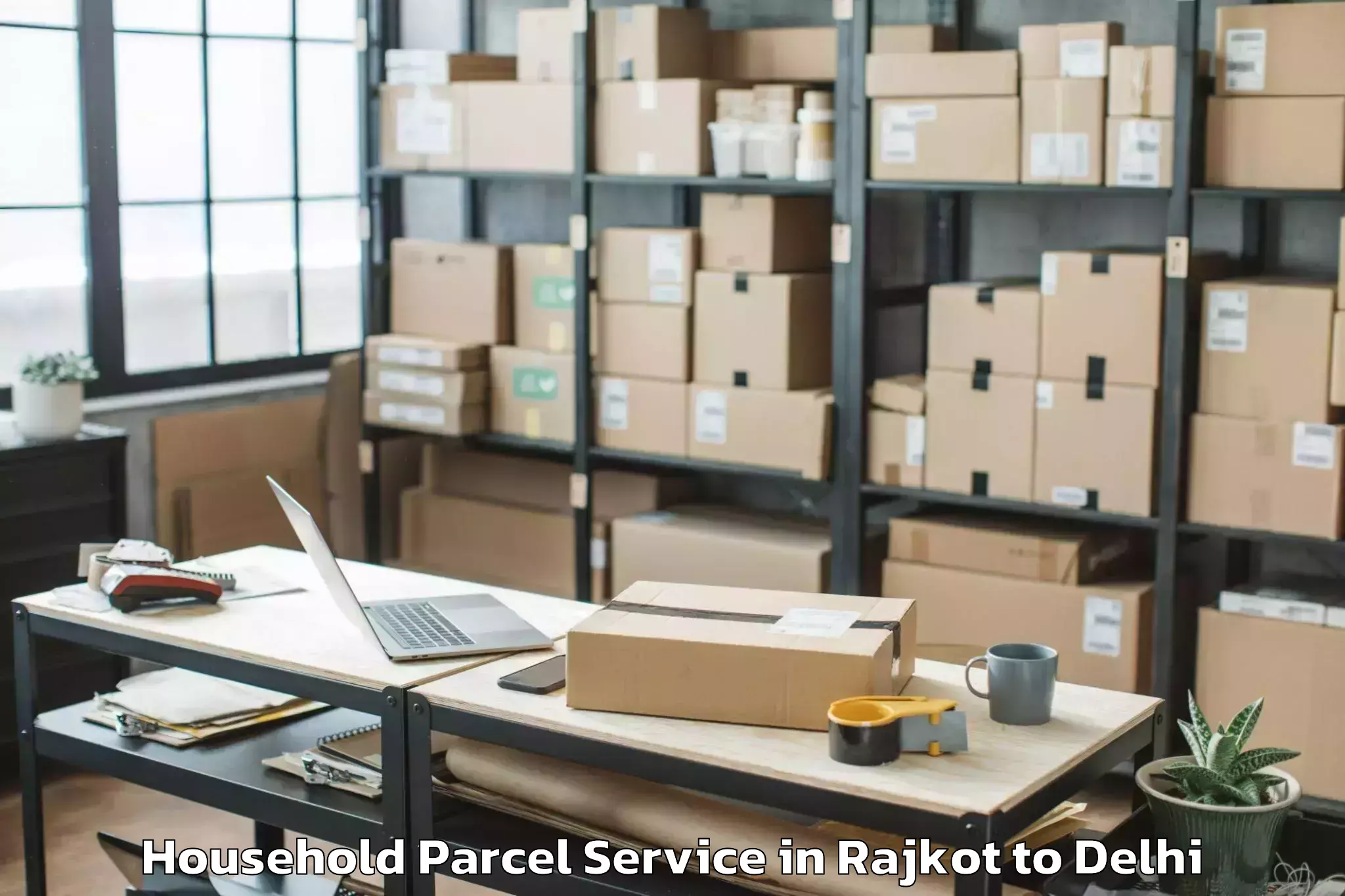 Easy Rajkot to Mgf Metropolitan Mall Delhi Household Parcel Booking